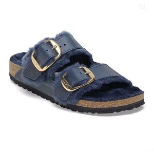 Birkenstock Arizona Big Buckle Shearling, Midnight Blue, Size 38 - NWT